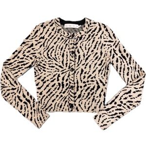 Proenza Schouler Black and Cream Patterned Silk Cardigan 🔥